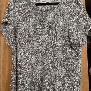 Christopher & Banks Green and White Paisley Blouse